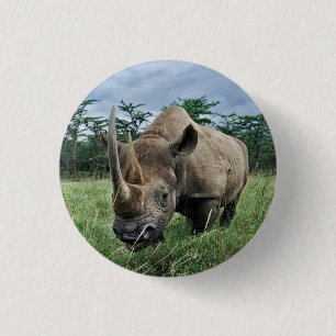 Black Rhinoceros Kenya 1 Inch Round Button