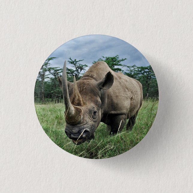 Black Rhinoceros | Kenya 1 Inch Round Button (Front)