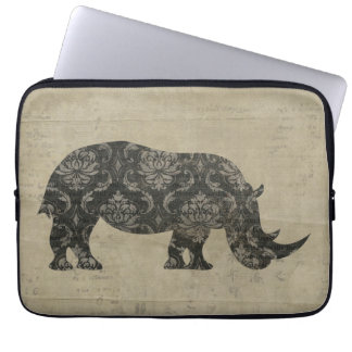 Black Rhinoceroses Silhouette  Computer Sleeve