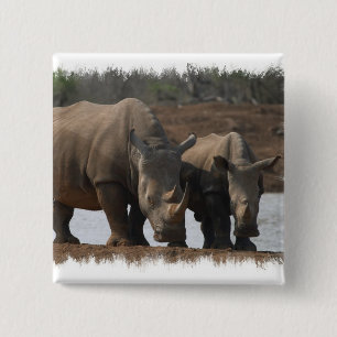 Black Rhinos Square Pin