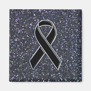 Black Ribbon Awareness Accent Decor Magnet