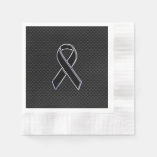 Black Ribbon Awareness Carbon Fiber Decor Napkin