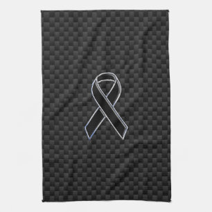 Black Ribbon Awareness Carbon Fibre Decor Kitchen Towel