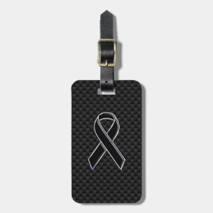 Black Ribbon Awareness Carbon Fibre Decor Luggage Tag