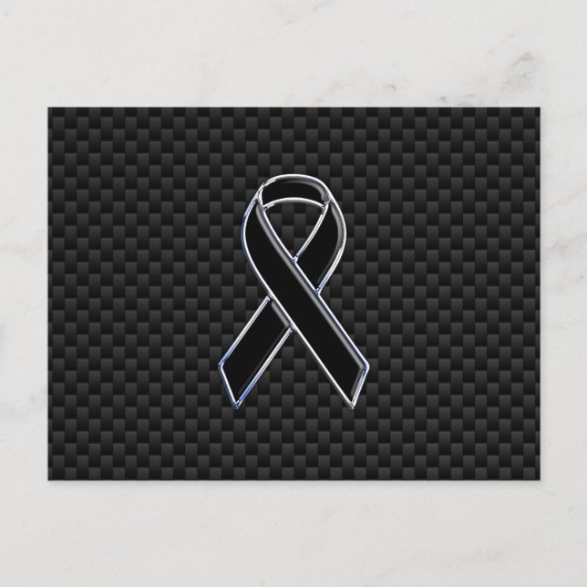 Black Ribbon Awareness Carbon Fibre Decor Postcard (Front)