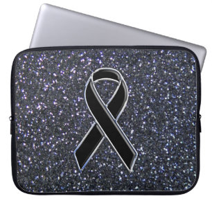 Black Ribbon Awareness Midnight Blue Laptop Sleeve