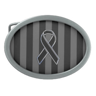 Black Ribbon Awareness Stripes Belt Buckle