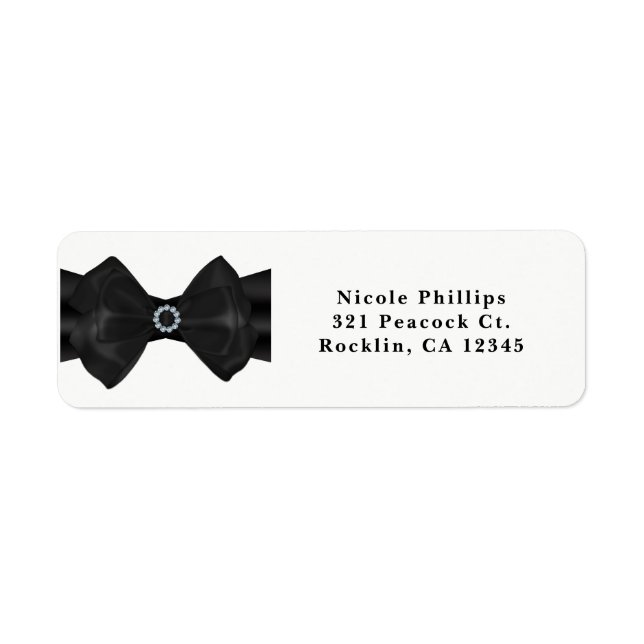 Black Ribbon Bow & Diamonds Chic Glam Invitation (Front)