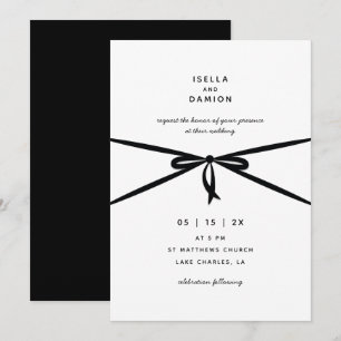 BLACK RIBBON & BOW INVITATION