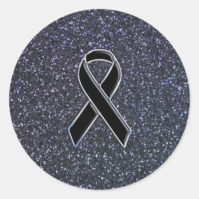 Black Ribbon Decor Classic Round Sticker (Front)