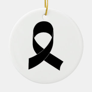 Black Ribbon Drawing Ceramic Ornament