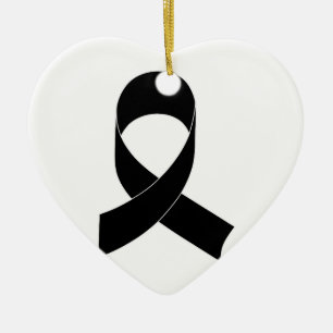 Black Ribbon Drawing Ceramic Ornament