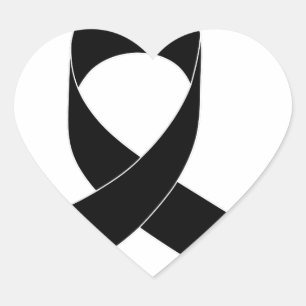 Black Ribbon Drawing Heart Sticker