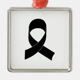 Black Ribbon Drawing Metal Ornament
