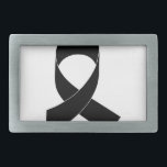 Black Ribbon Drawing Rectangular Belt Buckle<br><div class="desc">A simple drawing of a black ribbon. Symbol of awareness. A design for a cause.</div>