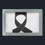 Black Ribbon Drawing Rectangular Belt Buckle<br><div class="desc">A simple drawing of a black ribbon. Symbol of awareness. A design for a cause.</div>