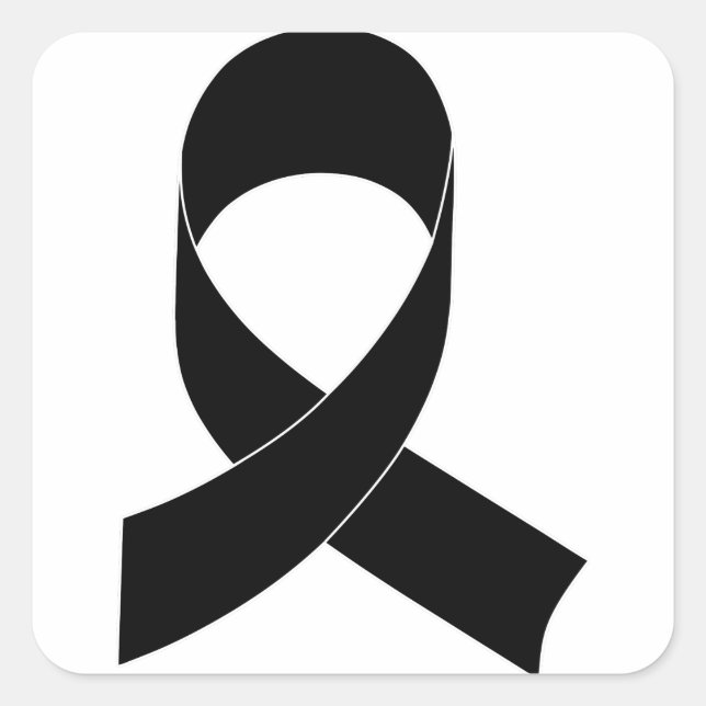 Black Ribbon Drawing Square Sticker (Front)