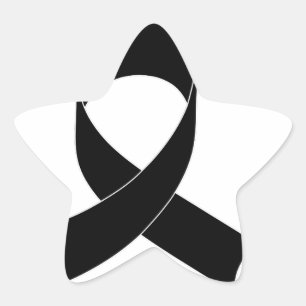 Black Ribbon Drawing Star Sticker