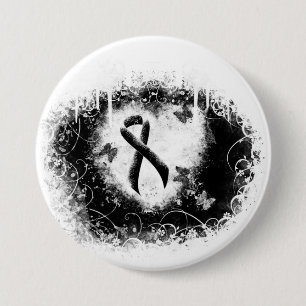 Black Ribbon Grunge Heart 3 Inch Round Button