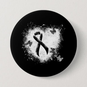 Black Ribbon Grunge Heart 3 Inch Round Button