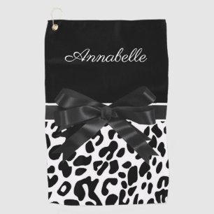 Black Ribbon Leopard Print Golf Towel
