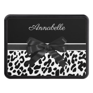 Black Ribbon Leopard Print Trailer Hitch Cover