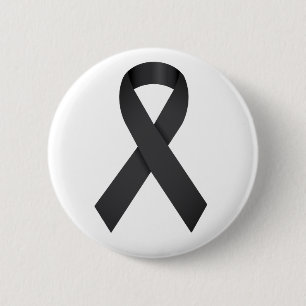 Black Ribbon Mourning 2 Inch Round Button