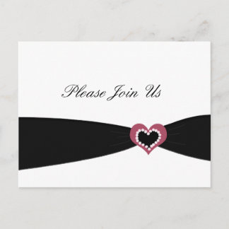 Black Ribbon Party Invitation Postcard