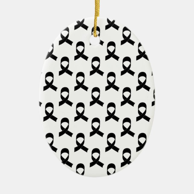 Black Ribbon Pattern Ceramic Ornament (Front)