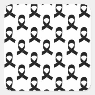 Black Ribbon Pattern Square Sticker