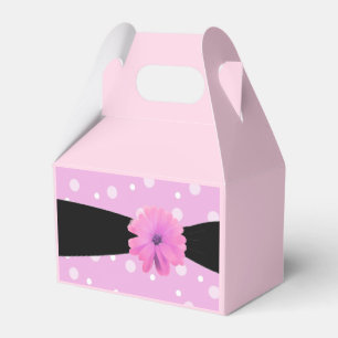 Black Ribbon Pink Flower Favor Box
