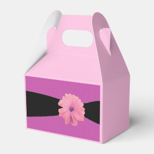 Black Ribbon Pink Flower Favor Box