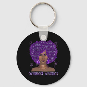 Black Ribbon Purple Overdose Warrior Awareness Gif Keychain