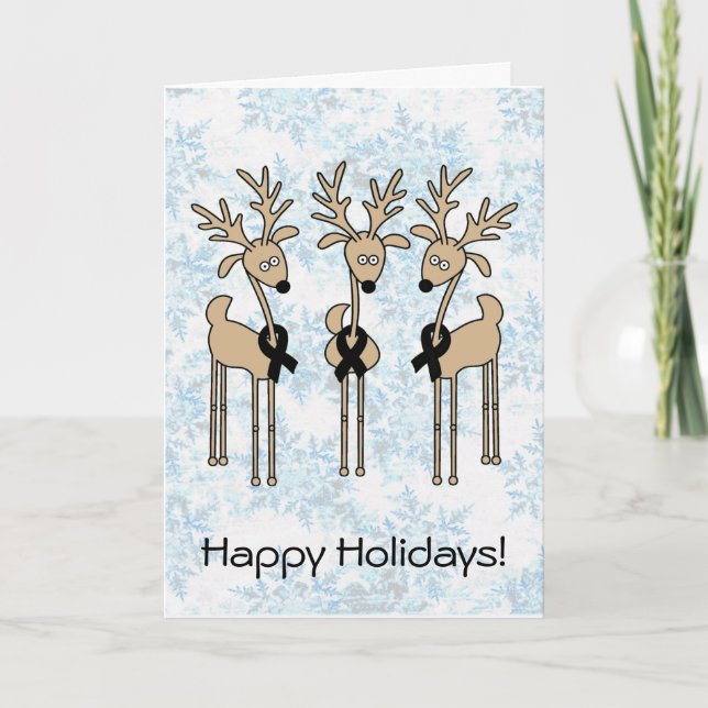 Black Ribbon Reindeer Holiday Card (Front)