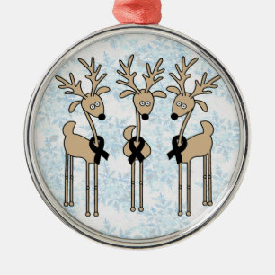 Black Ribbon Reindeer Metal Ornament