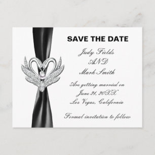 Black Ribbon Silver Swans Enregistrer la carte Dat