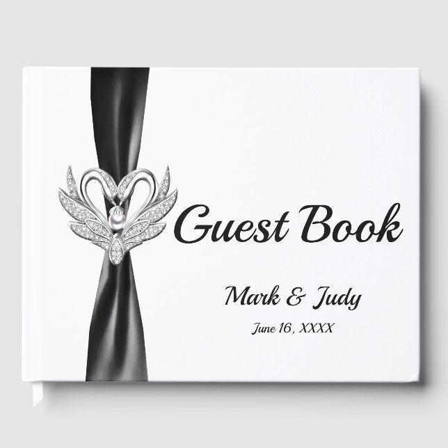 Black Ribbon Silver Swans Mariage livre d'or (Recto)