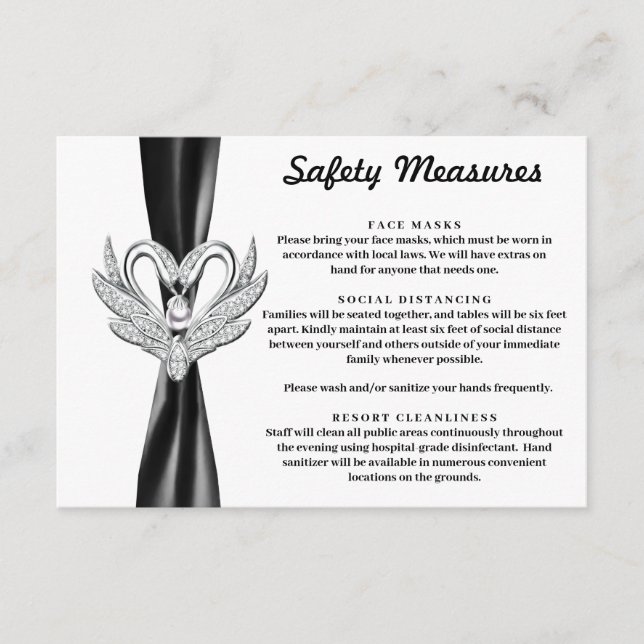 Black Ribbon Silver Swans Safety Measures Enclosure Card (Front)