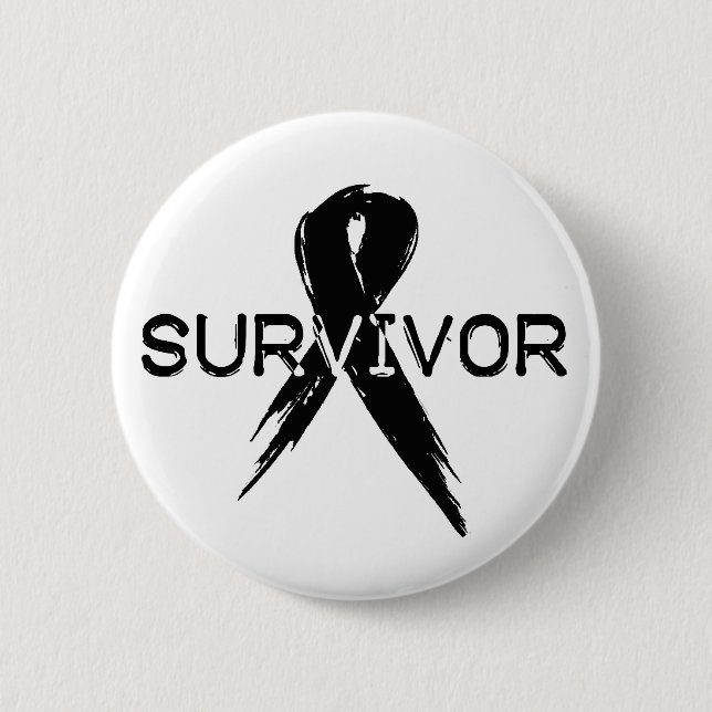 Black Ribbon- Survivor 2 Inch Round Button (Front)