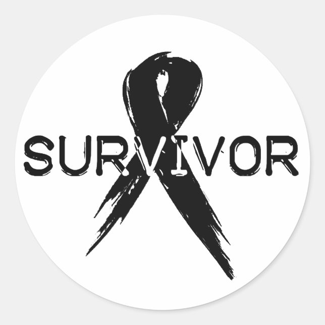 Black Ribbon -Survivor Classic Round Sticker (Front)