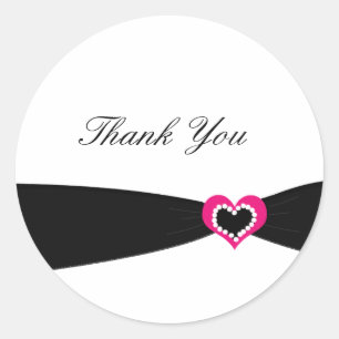 Black Ribbon Thank You Classic Round Sticker