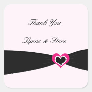 Black Ribbon Thank You Square Sticker