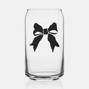 Black Ribbon tied in a bow Can Glass