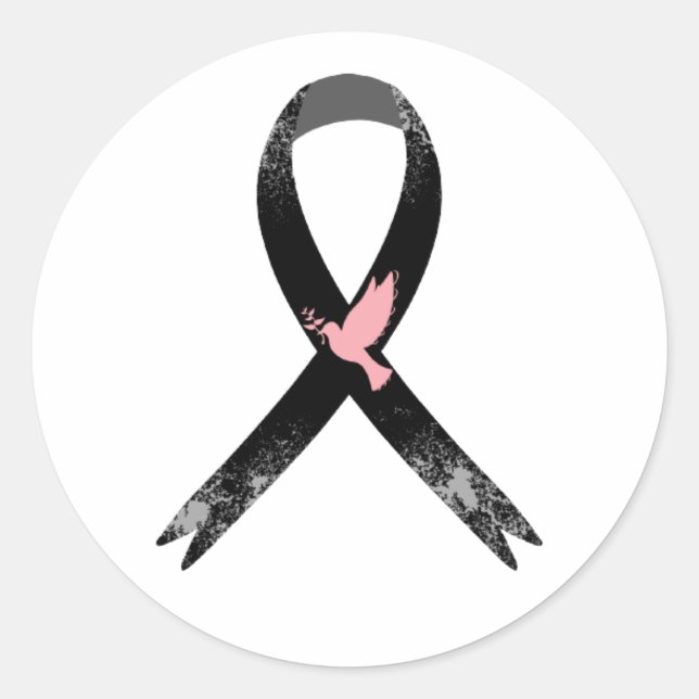 Black Ribbon with Dove Awareness Sticker (Front)