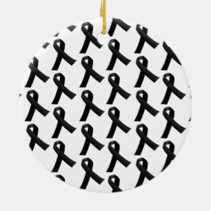 Black Ribbons Ceramic Ornament