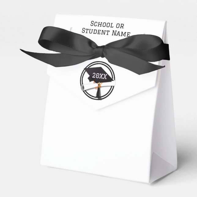 Black Ring on Grad Cap Graduation Favor Box (Front Side)
