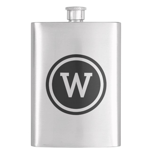 Black Ringed Circle Monogram Hip Flask (Front)
