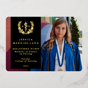Black RN Asclepius Graduation Photo Announcement