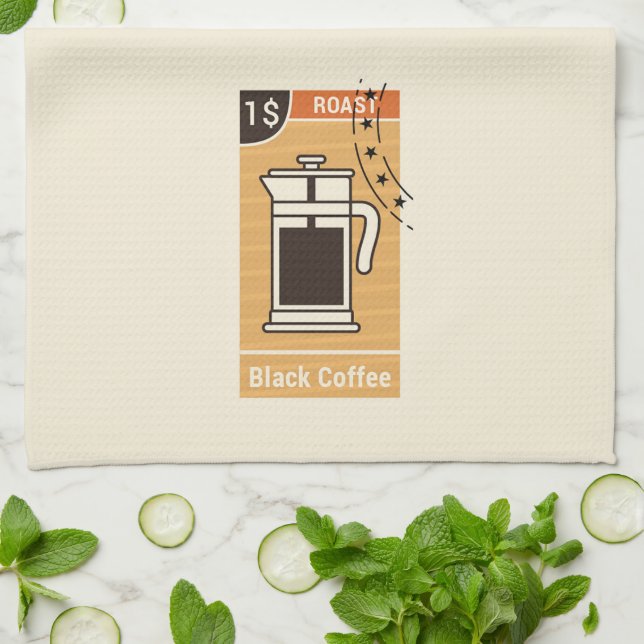 Black Roast Kitchen Towel (Folded)