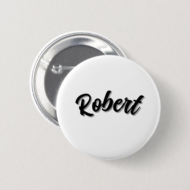 Black Robert Name With Drop Shadow, 2 Inch Round Button (Front & Back)